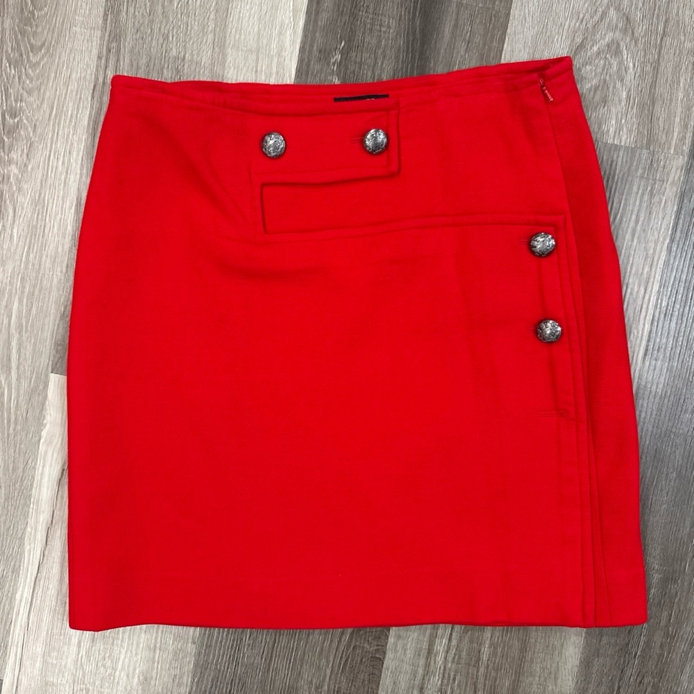 ETCETERA Women's Skirt Bold Bright Red Detailed Buttons Size 8 Casual,Party Vibe